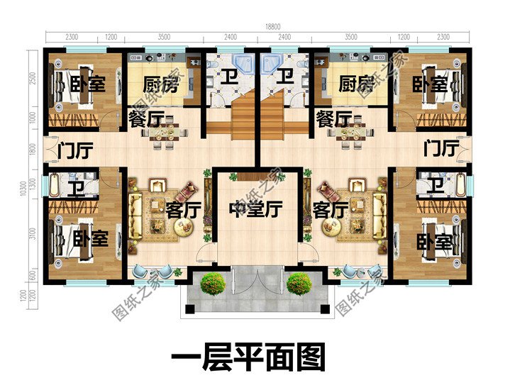 農(nóng)村三層雙拼別墅設(shè)計圖