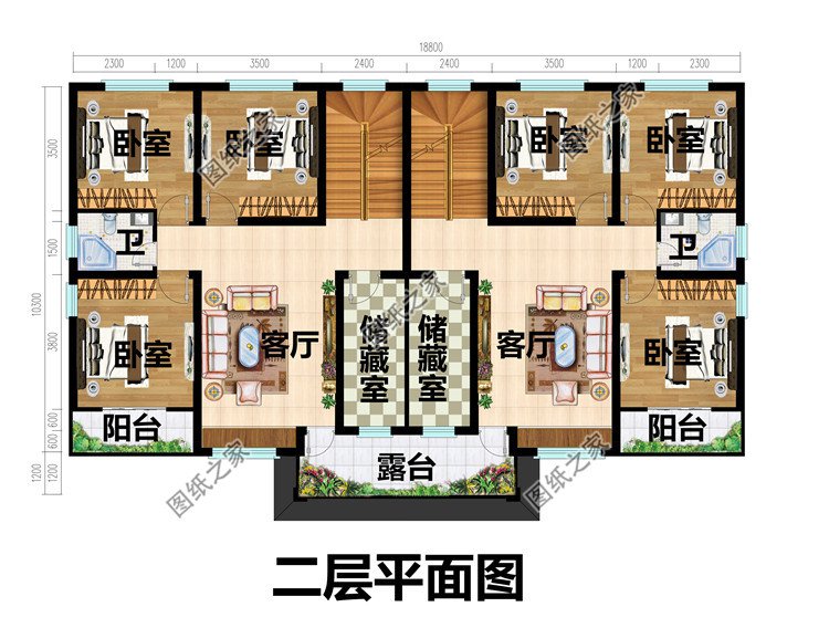 農(nóng)村三層雙拼別墅設(shè)計圖