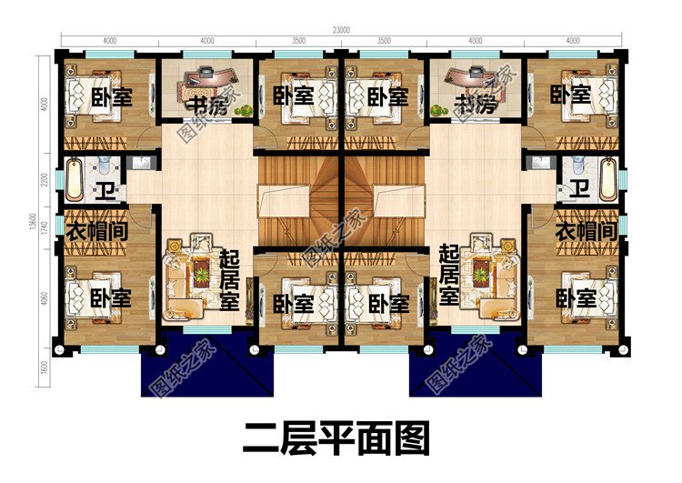 三層雙拼別墅戶型圖