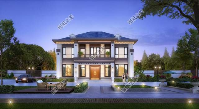 新中式二層別墅設計，樸素淡雅的設計風格，突出中式的沉靜氛圍