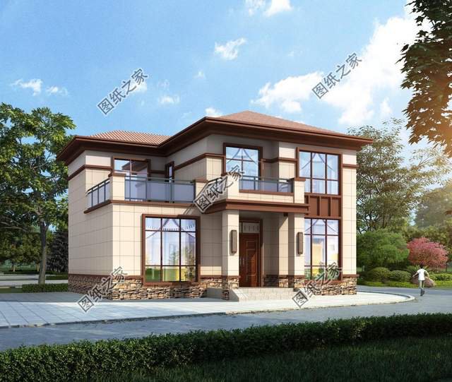 簡(jiǎn)約三開(kāi)間二層別墅，二樓小露臺(tái)，閑坐聊天好不愜意