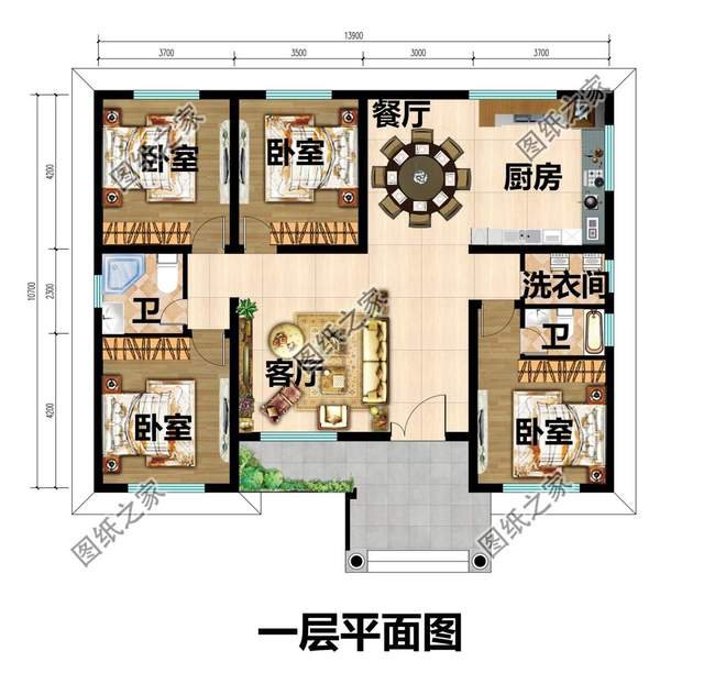 農(nóng)村一層舒適自建房屋，具有鄉(xiāng)村風(fēng)情的精致別墅，遠離了都市塵囂