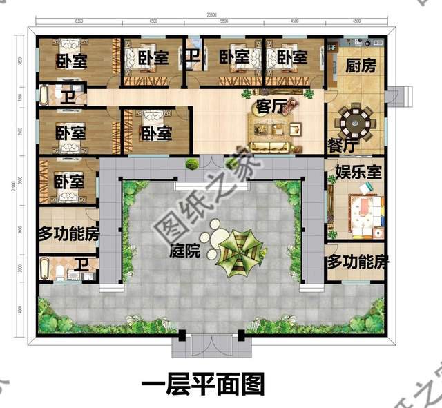 大戶(hù)型一層別墅帶庭院設(shè)計(jì)，他鄉(xiāng)縱有當(dāng)頭月，不及家鄉(xiāng)一盞燈