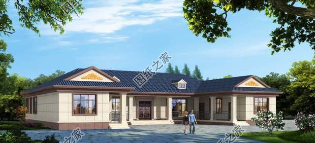 大戶(hù)型一層別墅帶庭院設(shè)計(jì)，他鄉(xiāng)縱有當(dāng)頭月，不及家鄉(xiāng)一盞燈