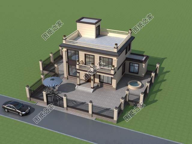 二層平屋頂別墅設(shè)計(jì)，屋頂花園非常寬敞，在這里休息肯定十分舒適