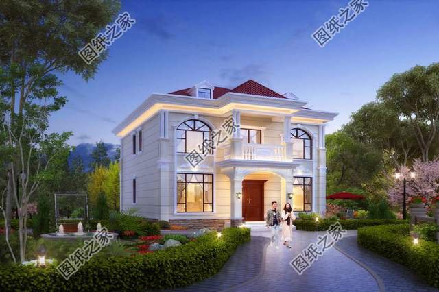 農(nóng)村歐式雙層自建房，帶有傳統(tǒng)歐式元素，適合喜愛歐式建筑的自建