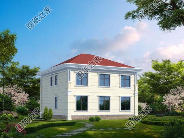 農(nóng)村歐式雙層自建房，帶有傳統(tǒng)歐式元素，適合喜愛歐式建筑的自建