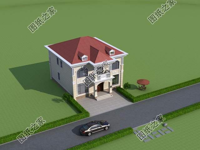 農(nóng)村歐式雙層自建房，帶有傳統(tǒng)歐式元素，適合喜愛歐式建筑的自建