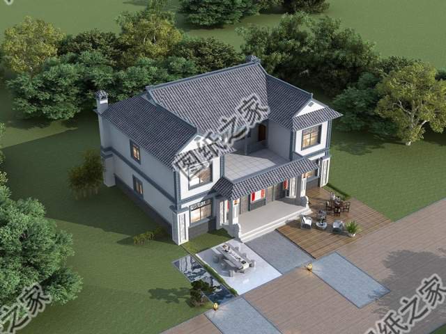 雙拼四合院別墅設(shè)計(jì)圖，外觀造型古典大氣，內(nèi)部更顯格調(diào)檔次