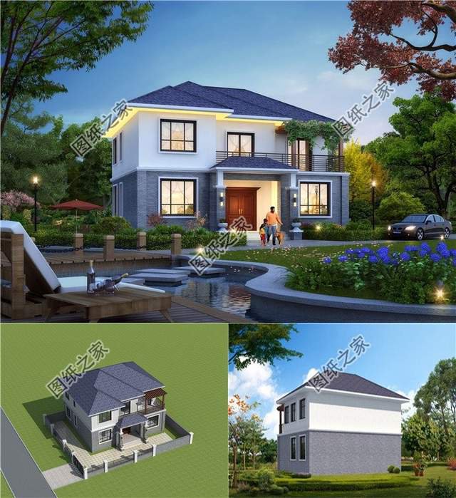 中式二層小樓房設(shè)計(jì)圖，純樸典雅的中式色彩，居住舒適