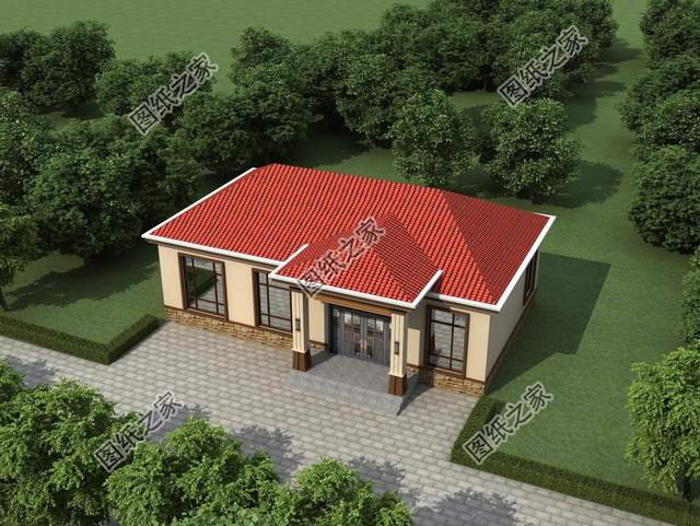 一層農(nóng)村自建房設(shè)計(jì)，背面不開窗，內(nèi)部布局緊湊而實(shí)用