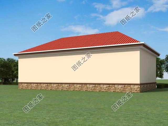 一層農(nóng)村自建房設(shè)計(jì)，背面不開窗，內(nèi)部布局緊湊而實(shí)用