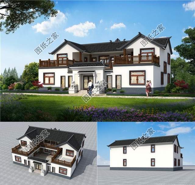 中式合院別墅設(shè)計，黑白映畫，白磚黛瓦體現(xiàn)傳統(tǒng)中式建筑