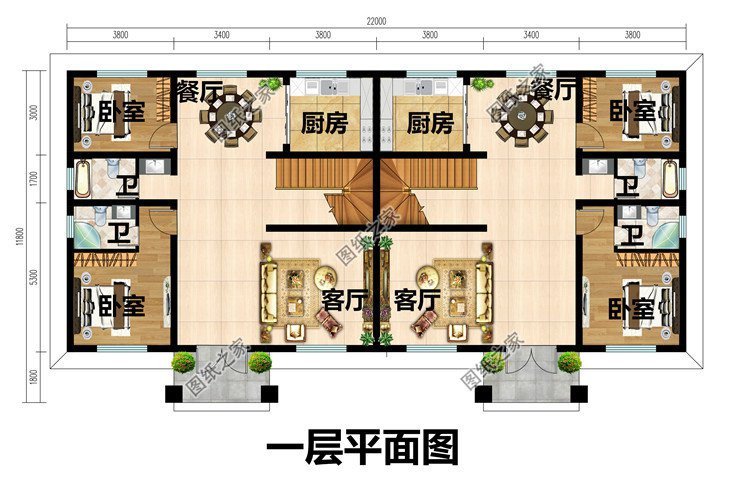 雙拼別墅戶型設(shè)計(jì)圖，凝聚家人情感的居所，帶給您溫馨的農(nóng)村生活