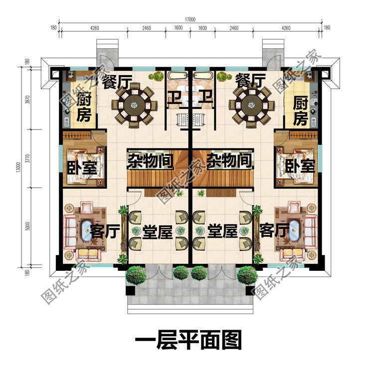 雙拼別墅戶型設(shè)計(jì)圖，凝聚家人情感的居所，帶給您溫馨的農(nóng)村生活