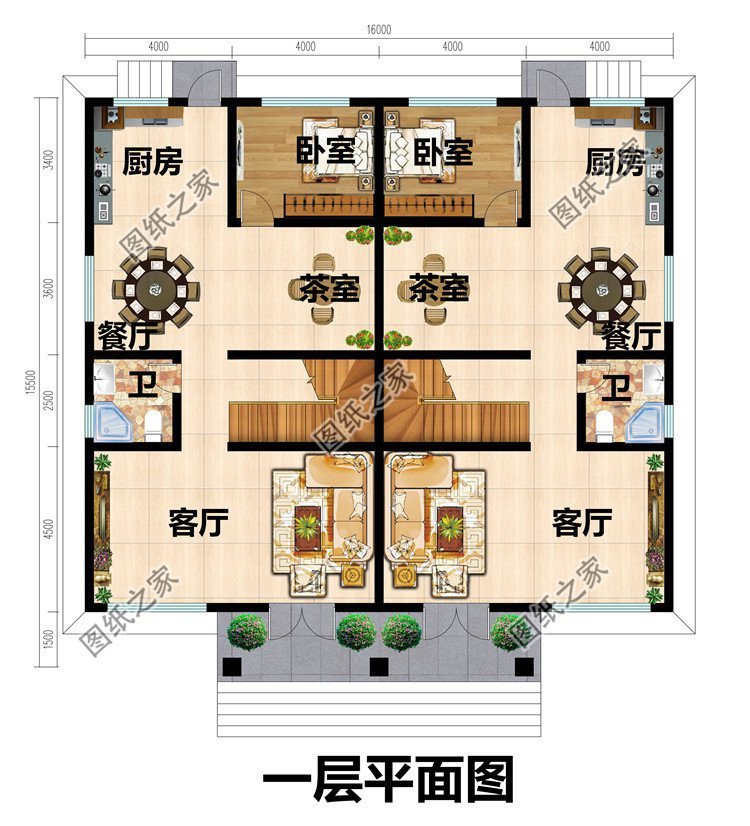 雙拼別墅戶型設(shè)計(jì)圖，凝聚家人情感的居所，帶給您溫馨的農(nóng)村生活