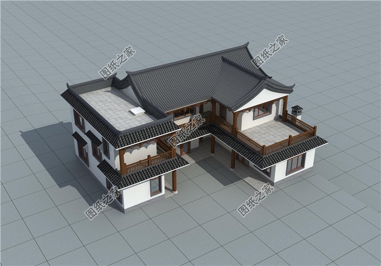 新中式7字型別墅，不規(guī)則戶型搭配上中式更渲染了一種新式韻味