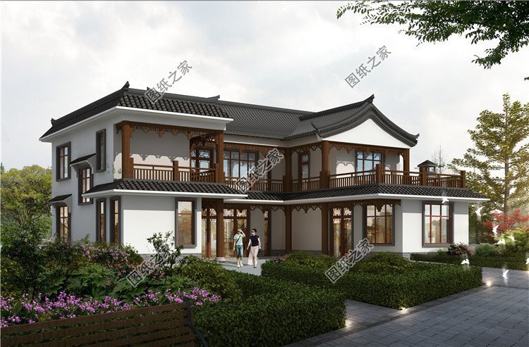 新中式7字型別墅，不規(guī)則戶型搭配上中式更渲染了一種新式韻味