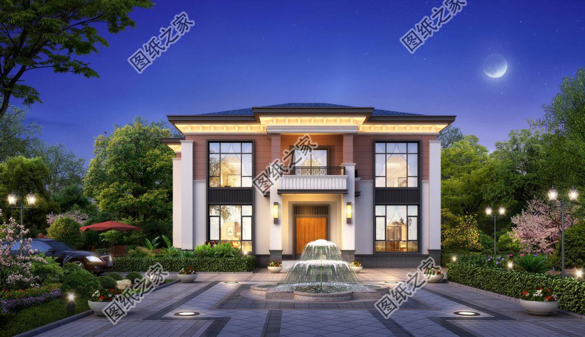 新中式對稱別墅，給人沉穩(wěn)踏實的感覺，舒適感上升