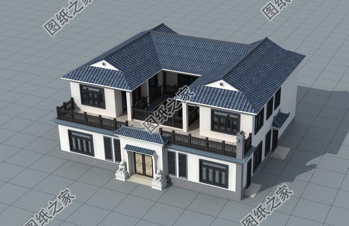 新中式庭院住宅設(shè)計(jì)，色彩搭配簡潔樸素，中式特色融合很好