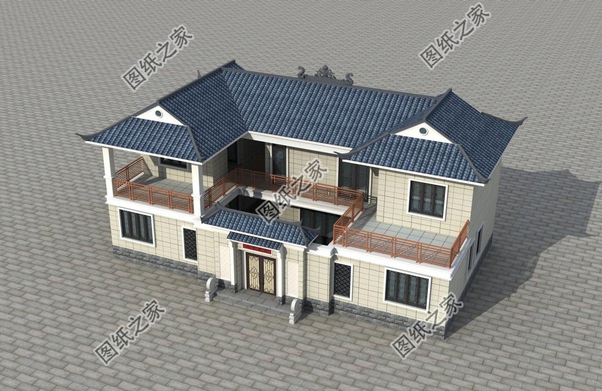 新中式庭院住宅設(shè)計(jì)，色彩搭配簡潔樸素，中式特色融合很好