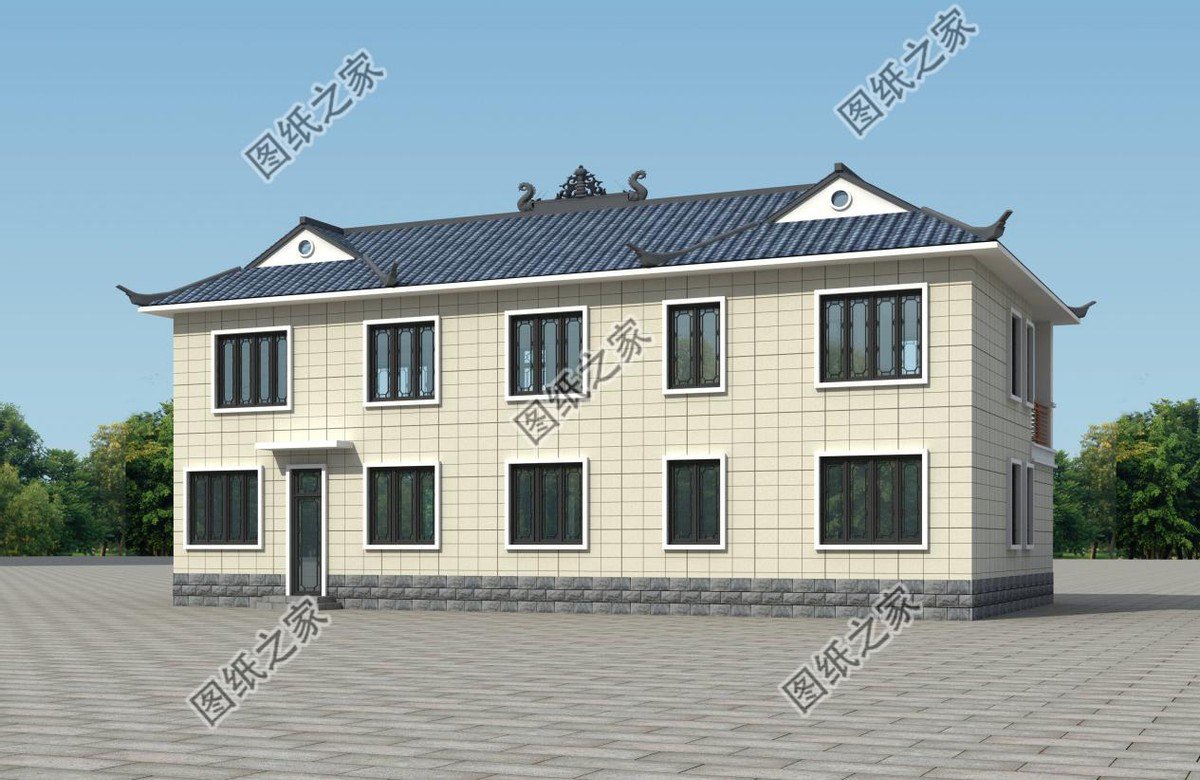 新中式庭院住宅設(shè)計(jì)，色彩搭配簡潔樸素，中式特色融合很好