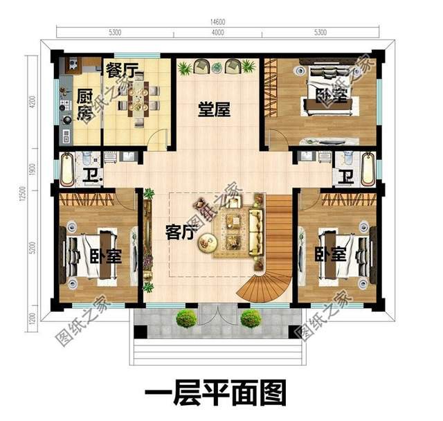 挑空農(nóng)村別墅設(shè)計(jì)，室內(nèi)空間大氣，居住起來(lái)會(huì)更加舒適