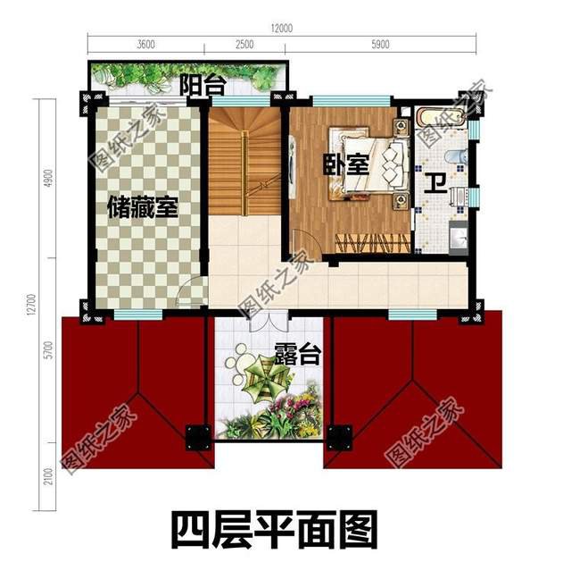 12x12.7米鄉(xiāng)村四層美宅設計，農(nóng)村大家庭建房首選