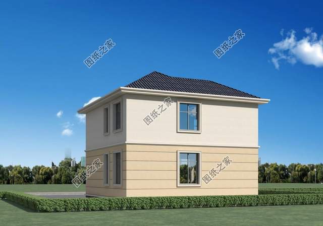 簡約二層別墅，占地不到百平，外觀簡潔適合小戶型建造