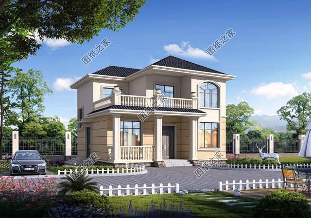 簡約二層別墅，占地不到百平，外觀簡潔適合小戶型建造