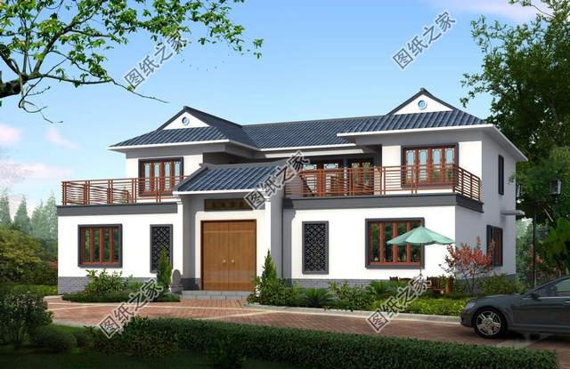 農(nóng)村中式庭院別墅設(shè)計，白墻黛瓦搭配上超大庭院，美到懷疑人生