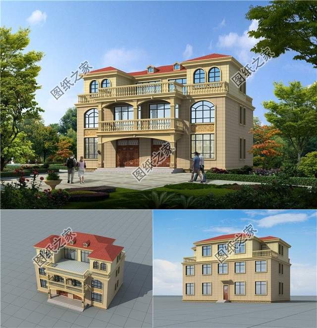 五套雙拼別墅設計，血濃于水的親情，一起建房互相幫襯還省錢