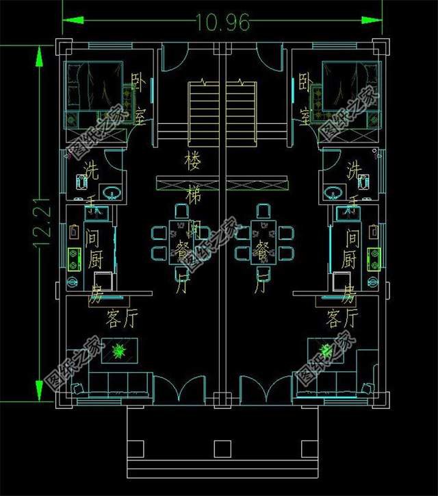五套雙拼別墅設計，血濃于水的親情，一起建房互相幫襯還省錢