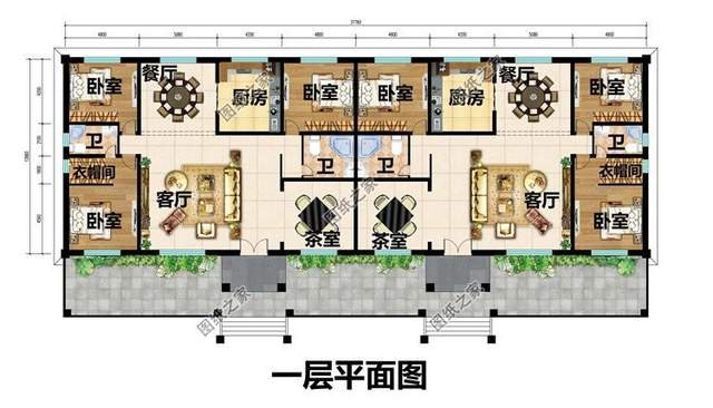 五套雙拼別墅設計，血濃于水的親情，一起建房互相幫襯還省錢