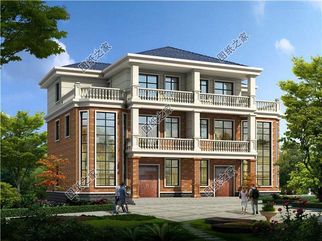 五套雙拼別墅設計，血濃于水的親情，一起建房互相幫襯還省錢