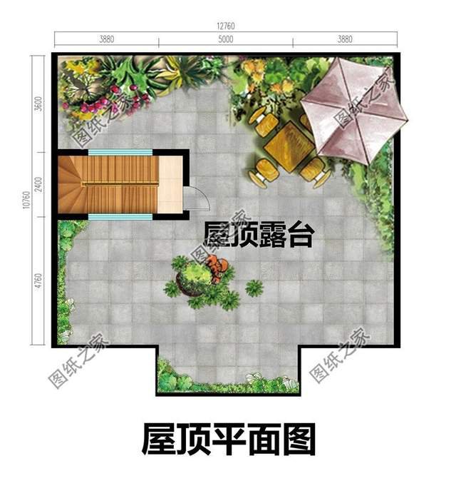 二層帶平屋頂自建別墅，增強(qiáng)住宅使用面積，觀景晾曬都不錯