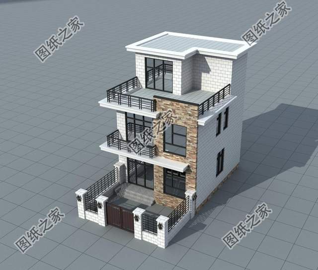 文化石裝飾的農(nóng)村別墅，外觀色彩自然，紋理粗獷豪放