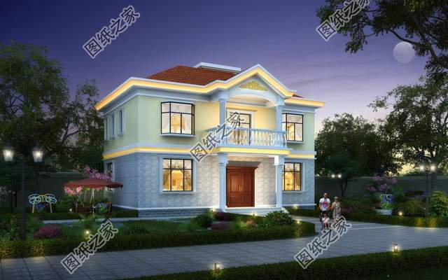 簡歐式二層別墅設(shè)計，戶型方正造價不高，人人都蓋得起