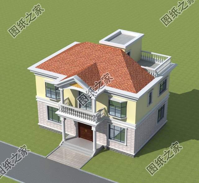 簡歐式二層別墅設(shè)計，戶型方正造價不高，人人都蓋得起