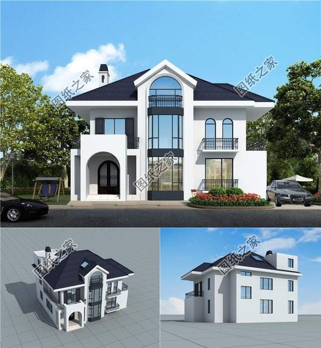 帶落地窗的農(nóng)村別墅，符合現(xiàn)代人的建筑理念和對(duì)建筑美觀性的要求