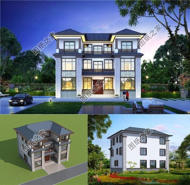 帶落地窗的農(nóng)村別墅，符合現(xiàn)代人的建筑理念和對(duì)建筑美觀性的要求