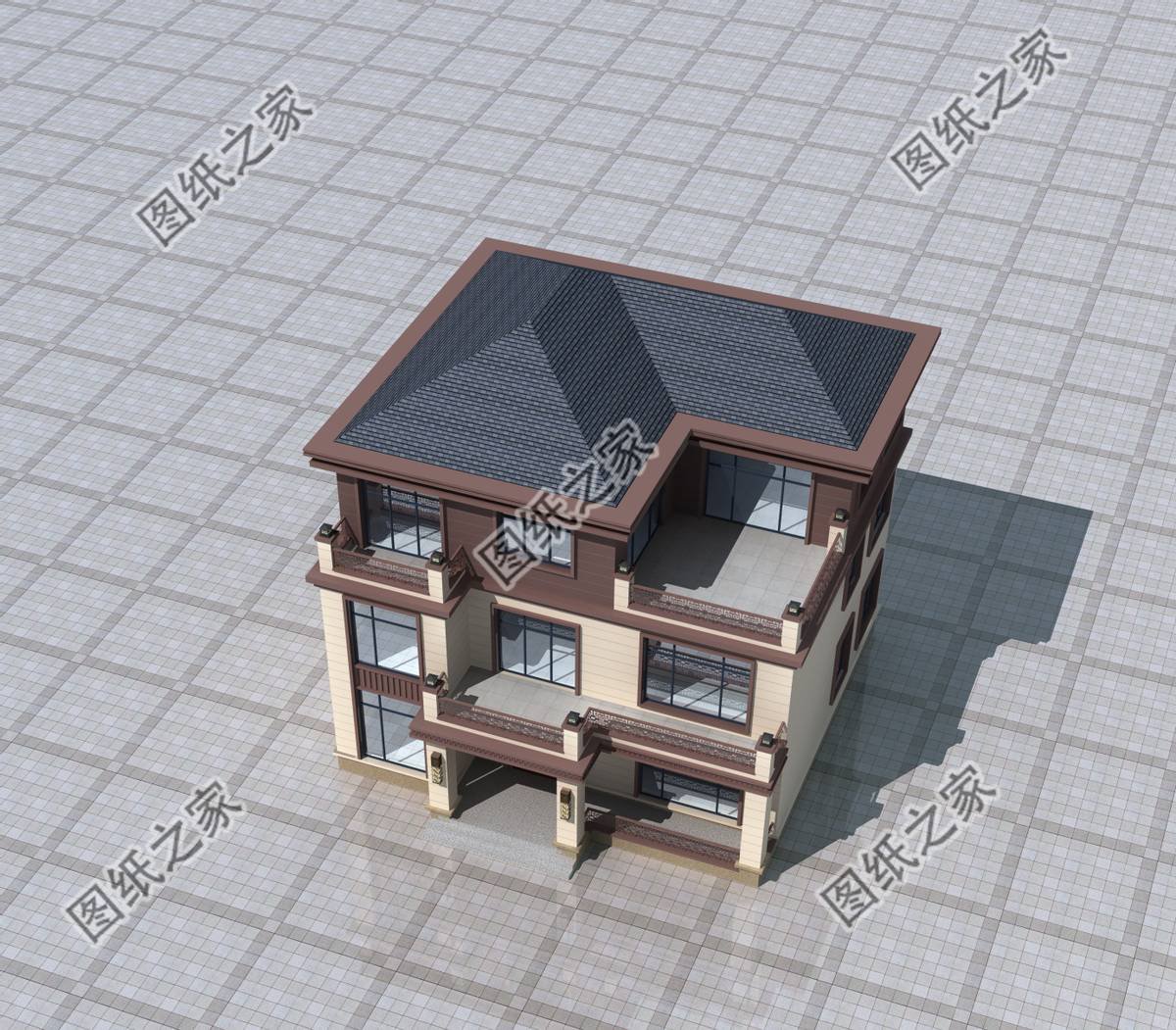 農(nóng)村三層別墅設計圖，外觀建造整體風格簡約卻透露著十足的設計感