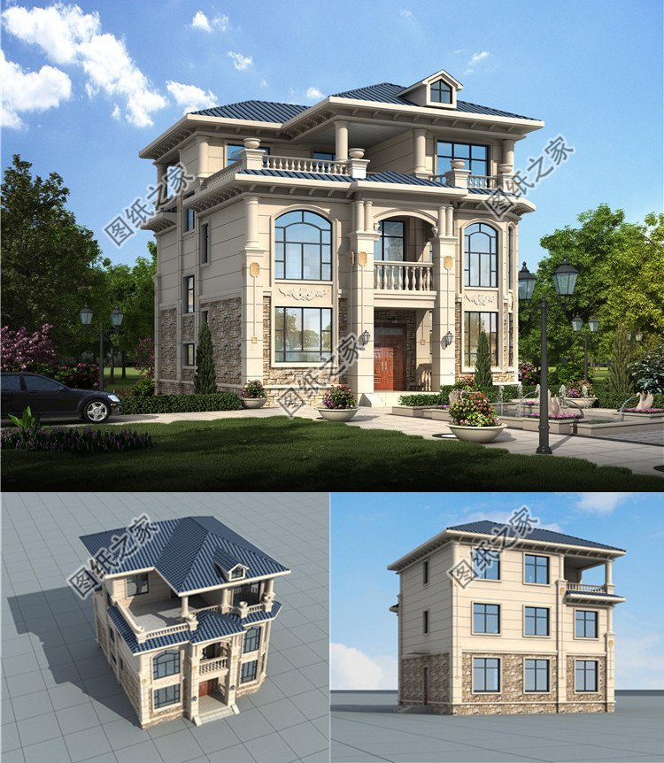 四款三層別墅設(shè)計(jì)，豐富的立面造型，盡顯莊嚴(yán)大氣