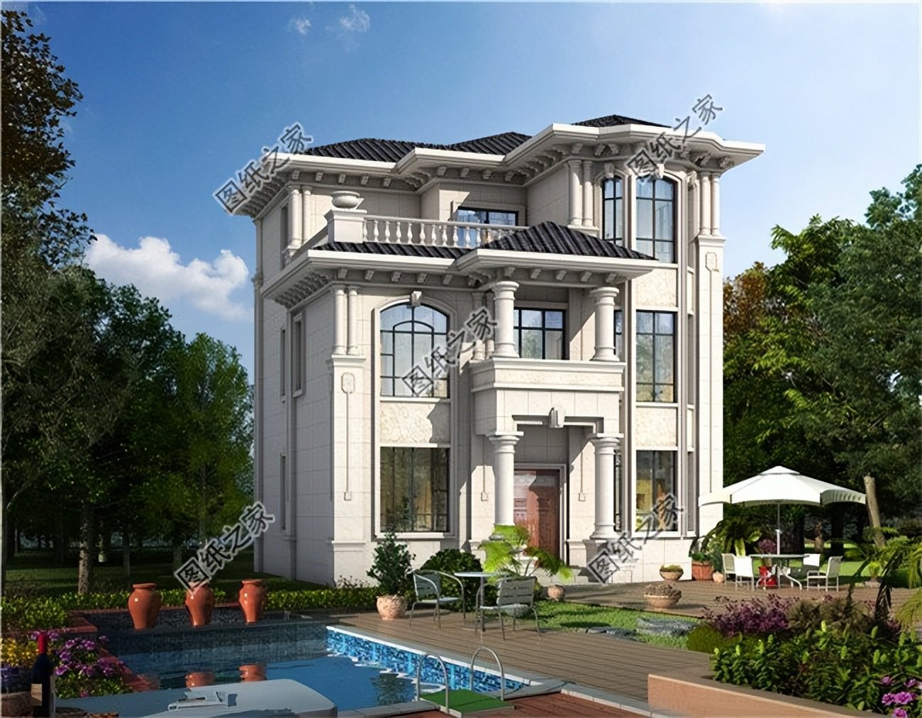 四款三層別墅設(shè)計(jì)，豐富的立面造型，盡顯莊嚴(yán)大氣