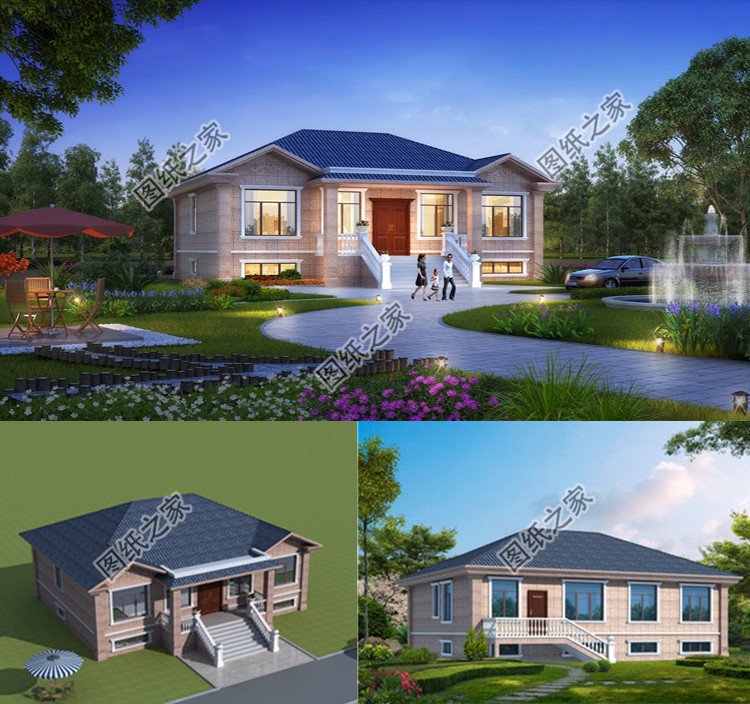 帶地下室的一層別墅設(shè)計(jì)圖效果圖