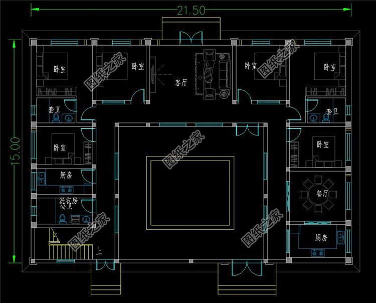 一層平頂磚混別墅設(shè)計(jì)圖平面圖
