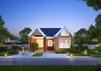 田園風(fēng)農(nóng)村一層小別墅設(shè)計圖，開間僅9米