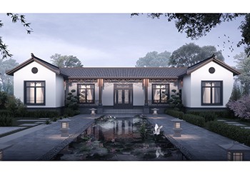 帶堂屋的一層三合院農(nóng)村別墅設計圖，超大互動空間