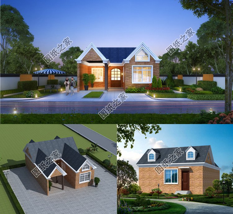 田園風(fēng)農(nóng)村一層小別墅效果圖