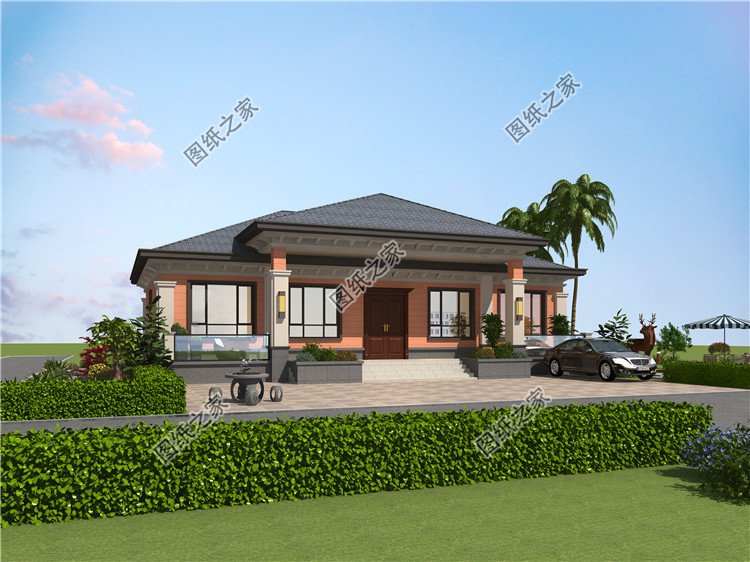 農(nóng)村一層別墅施工圖外觀圖